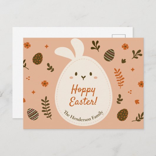 Aangepaste moderne crème met haoppy paaseieren in briefkaart (Voorkant / Achterkant)