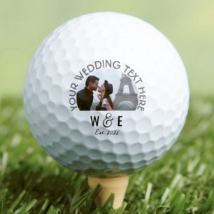 Aangepaste Moderne Deco Tekst Golf Ball Wedding Fa Golfballen