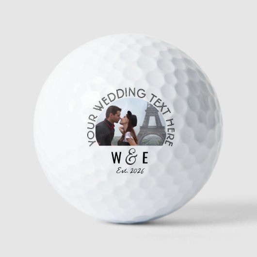 Aangepaste Moderne Deco Tekst Golf Ball Wedding Fa Golfballen (Voorkant)