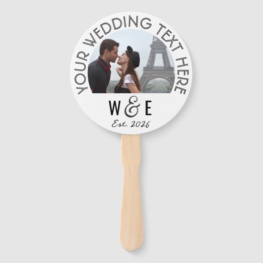 Aangepaste Moderne Deco Tekstprogramma Fan Wedding Handwaaier (Achterkant)