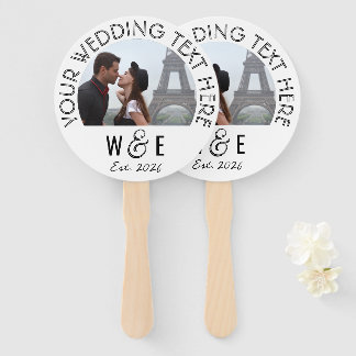 Aangepaste Moderne Deco Tekstprogramma Fan Wedding Handwaaier