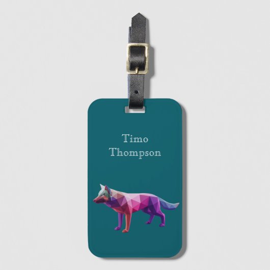 Aangepaste Moderne digitale geometrische wolf blau Bagagelabel (Voorkant (verticaal))