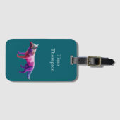 Aangepaste Moderne digitale geometrische wolf blau Bagagelabel (Voorkant (horizontaal))