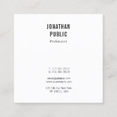 Aangepaste, moderne, eenvoudige, elegante Sjabloon Vierkante Visitekaartje (Achterkant)