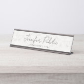 Aangepaste Moderne Eenvoudige Elegante Witte Marme Bureau Naambordje (Voorkant)