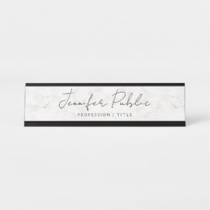 Aangepaste Moderne Eenvoudige Elegante Witte Marme Bureau Naambordje