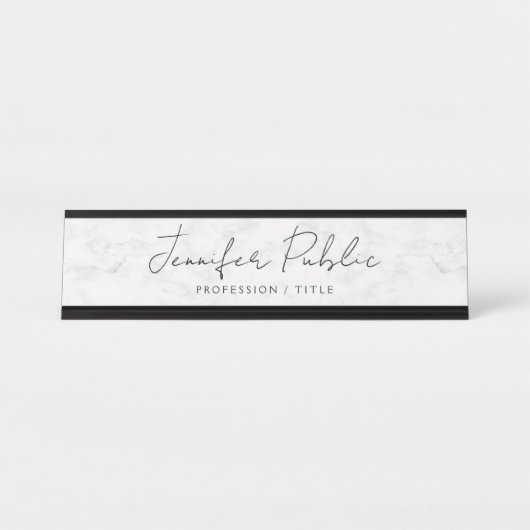 Aangepaste Moderne Eenvoudige Elegante Witte Marme Bureau Naambordje (Voorkant)