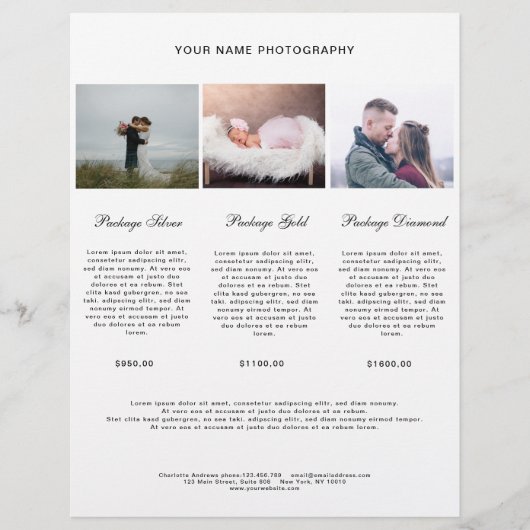 Aangepaste Moderne Eenvoudige Foto Prijslijst (Voorkant)