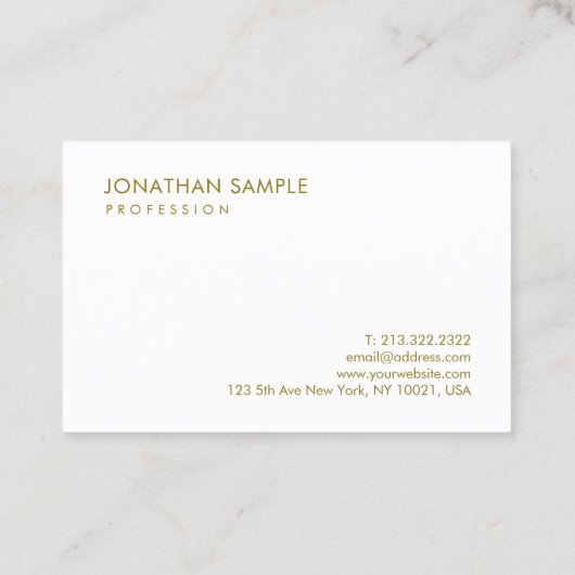 Aangepaste, moderne, eenvoudige Gold White-Sjabloo Visitekaartje (Achterkant)