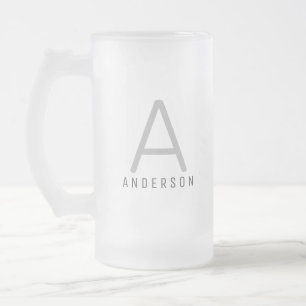 Aangepaste moderne eenvoudige monogram matglas bierpul
