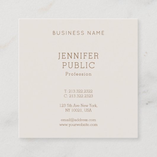 Aangepaste, moderne, eenvoudige ontwerpSjabloon Vierkante Visitekaartje (Achterkant)