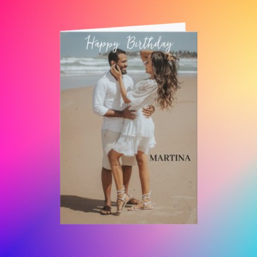 Aangepaste moderne eenvoudige script foto Gelukkig Kaart