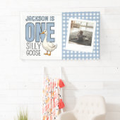 Aangepaste moderne eerste verjaardagsfeestje van é spandoek (Insitu)
