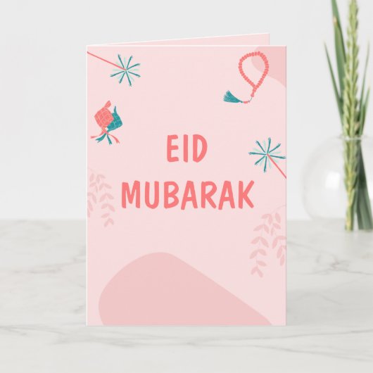 Aangepaste moderne eid-mubarak-Kaart voor meisjes Feestdagen Kaart (Voorkant)