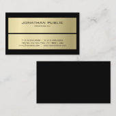 Aangepaste moderne elegante eenvoudige zwart & gou visitekaartje (Voorkant / Achterkant)