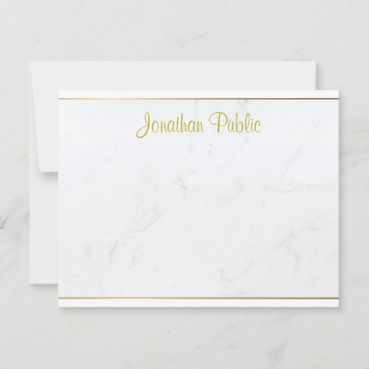 Aangepaste moderne elegante gouden handschrift Sja Notitiekaartje (Voorkant)