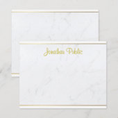 Aangepaste moderne elegante gouden handschrift Sja Notitiekaartje (Voorkant / Achterkant)