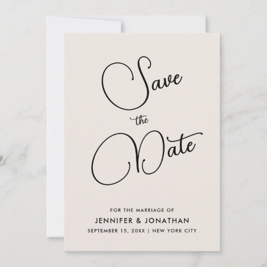 Aangepaste moderne elegante handgeschreven eenvoud save the date (Voorkant)
