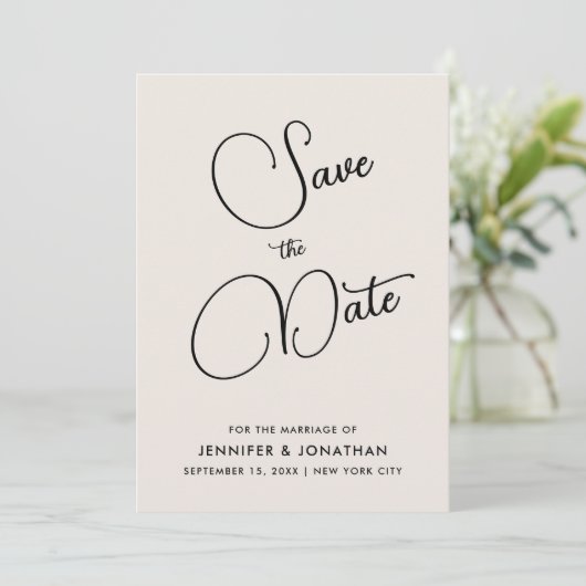 Aangepaste moderne elegante handgeschreven eenvoud save the date (Staand voorkant)