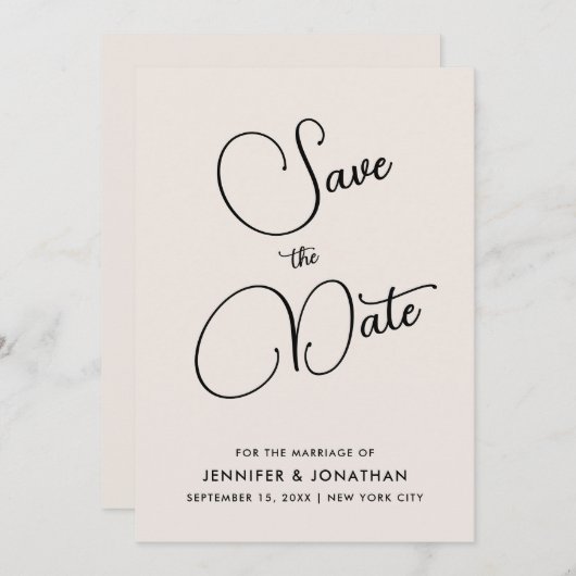 Aangepaste moderne elegante handgeschreven eenvoud save the date (Voorkant / Achterkant)