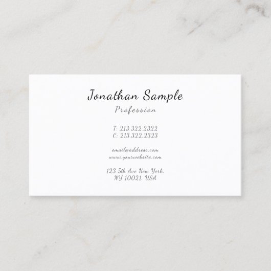 Aangepaste Moderne Elegante Handgeschreven Script Visitekaartje (Voorkant)