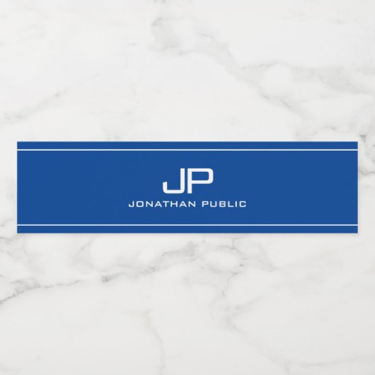 Aangepaste moderne elegante minimale monogram Sjab Waterfles Etiket (Enkel label)