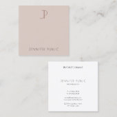 Aangepaste moderne elegante minimalistische monogr vierkante visitekaartje (Voorkant / Achterkant)