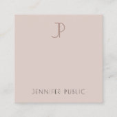 Aangepaste moderne elegante minimalistische monogr vierkante visitekaartje (Voorkant)