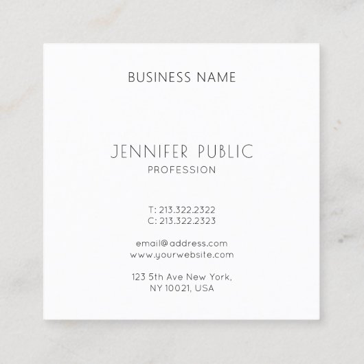 Aangepaste moderne elegante minimalistische monogr vierkante visitekaartje (Achterkant)