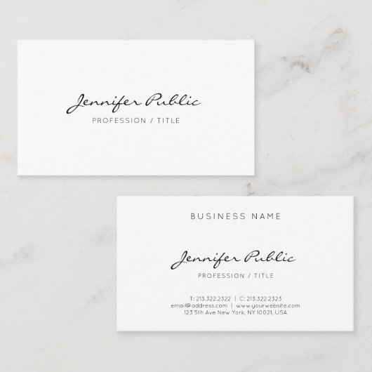 Aangepaste moderne elegante minimalistische typogr visitekaartje (Voorkant / Achterkant)