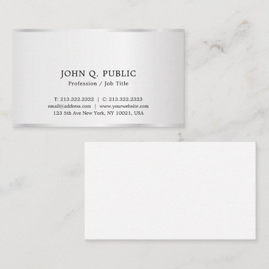 Aangepaste moderne elegante professionele faux zil visitekaartje (Voorkant / Achterkant)