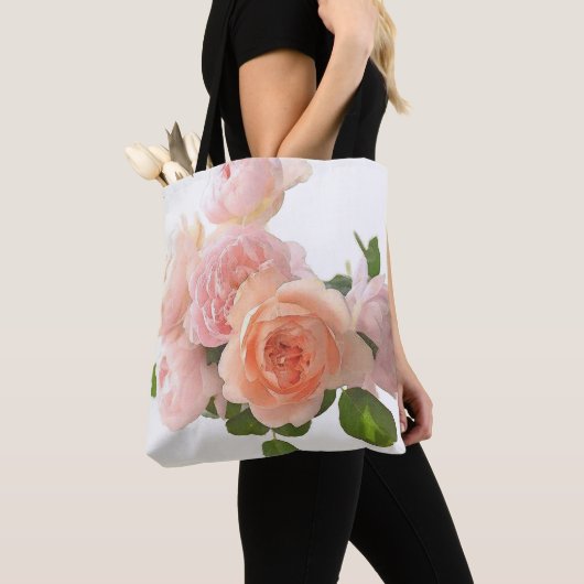 Aangepaste moderne elegante Rozen OntwerpSjabloon Tote Bag (Dichtbij)