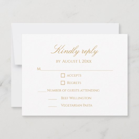 Aangepaste moderne elegante script goud 50ste verj RSVP kaartje (Voorkant)