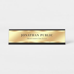 Aangepaste Moderne Elegante Sjabloon Glamour Goud Bureau Naambordje