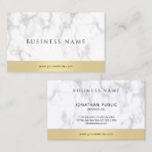 Aangepaste Moderne Elegante Sjabloon Witte Marmer  Visitekaartje (Voorkant / Achterkant)