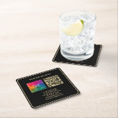 Aangepaste Moderne Elegante Sjabloon Zwart Goud QR Kartonnen Onderzetters (Insitu)