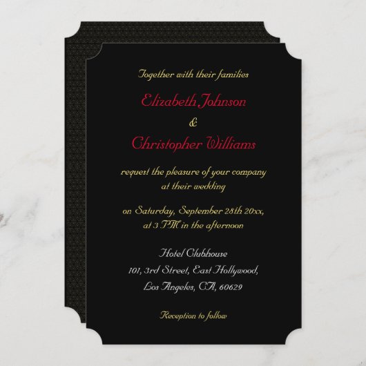 Aangepaste moderne elegante trouwkaart ticket kaart (Voorkant / Achterkant)