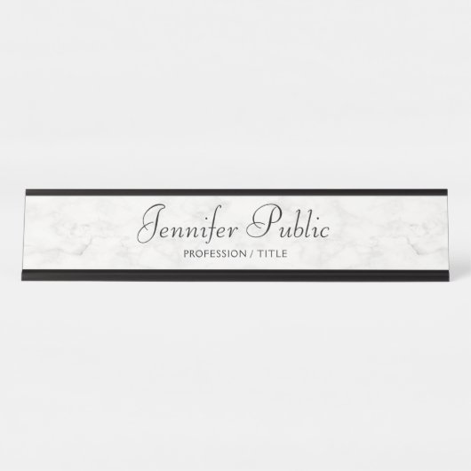 Aangepaste moderne elegante witte marmeren kalligr bureau naambordje (Voorkant)