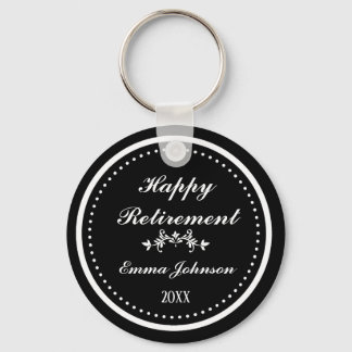Aangepaste moderne elegante zwart-wit gelukkige pe sleutelhanger