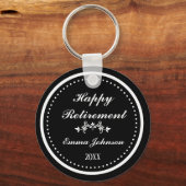 Aangepaste moderne elegante zwart-wit gelukkige pe sleutelhanger (Voorkant)
