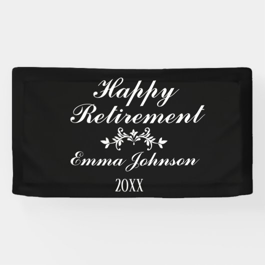 Aangepaste moderne elegante zwart-wit gelukkige pe spandoek (Horizontaal)