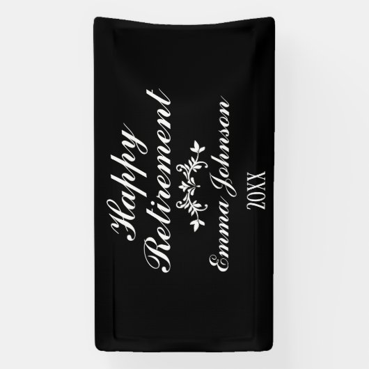 Aangepaste moderne elegante zwart-wit gelukkige pe spandoek (Verticaal)