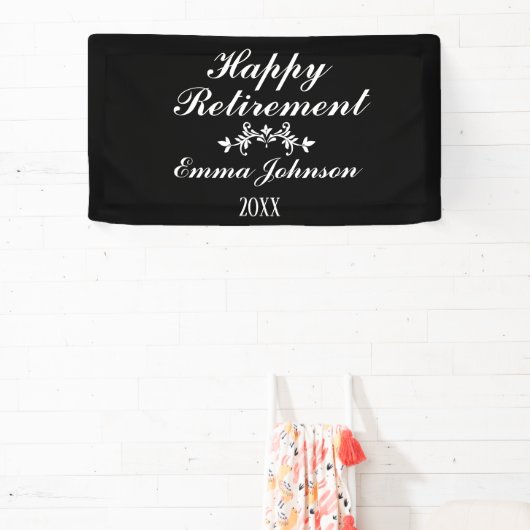 Aangepaste moderne elegante zwart-wit gelukkige pe spandoek (Insitu)