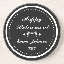 Aangepaste moderne elegante zwart-wit gelukkige pe zandsteen onderzetter