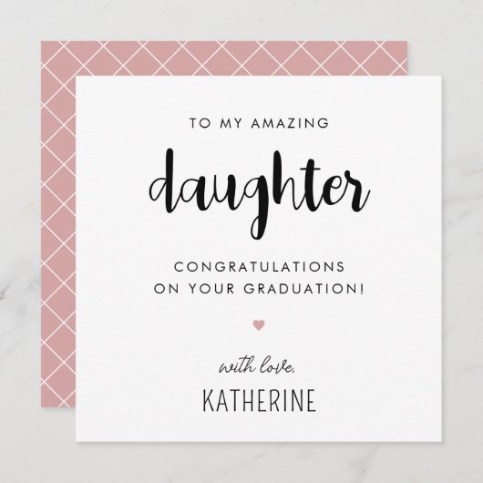 Aangepaste moderne en Schattigee Dochter Afstudere Kaart (Voorkant / Achterkant)