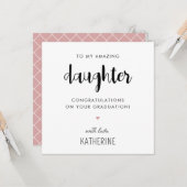 Aangepaste moderne en Schattigee Dochter Afstudere Kaart (Voorkant / Achterkant in situ)