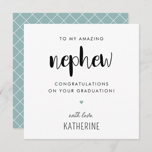 Aangepaste moderne en Schattigee neef Afstuderen Kaart (Voorkant / Achterkant)