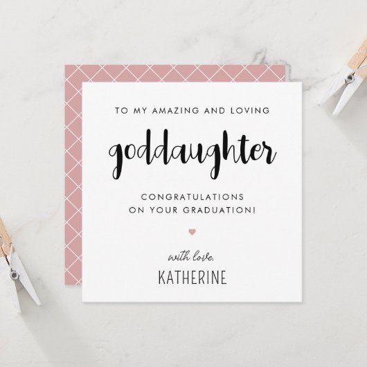 Aangepaste moderne en Schattigee peetdochter Afstu Kaart (Voorkant / Achterkant in situ)