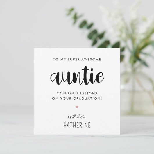 Aangepaste moderne en Schattigee tante Afstuderen Kaart (Staand voorkant)