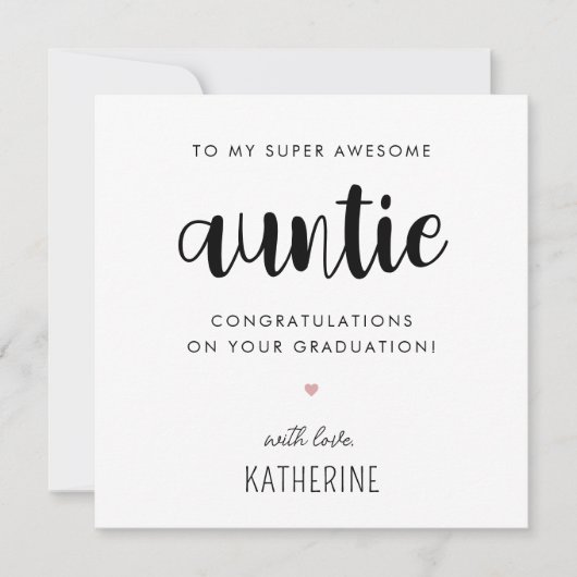 Aangepaste moderne en Schattigee tante Afstuderen Kaart (Voorkant)